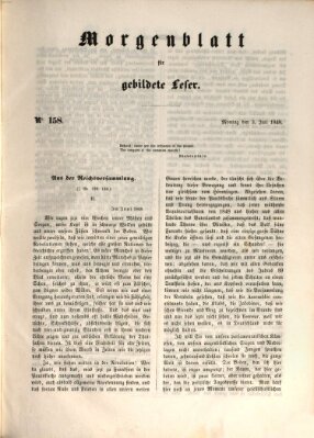 Morgenblatt für gebildete Leser (Morgenblatt für gebildete Stände) Montag 3. Juli 1848