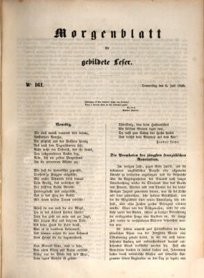 Morgenblatt für gebildete Leser (Morgenblatt für gebildete Stände) Donnerstag 6. Juli 1848