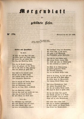 Morgenblatt für gebildete Leser (Morgenblatt für gebildete Stände) Mittwoch 26. Juli 1848