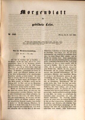 Morgenblatt für gebildete Leser (Morgenblatt für gebildete Stände) Montag 31. Juli 1848