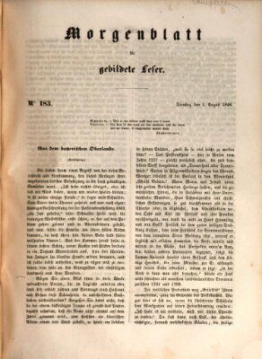 Morgenblatt für gebildete Leser (Morgenblatt für gebildete Stände) Dienstag 1. August 1848