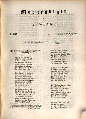 Morgenblatt für gebildete Leser (Morgenblatt für gebildete Stände) Montag 28. August 1848