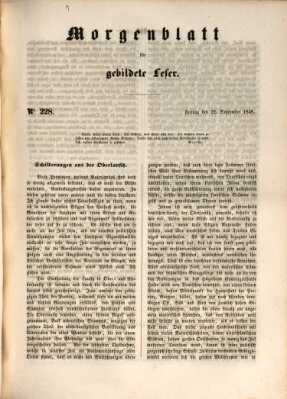 Morgenblatt für gebildete Leser (Morgenblatt für gebildete Stände) Freitag 22. September 1848