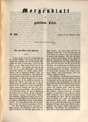 Morgenblatt für gebildete Leser (Morgenblatt für gebildete Stände) Dienstag 26. September 1848