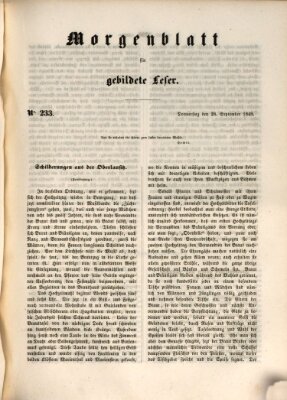 Morgenblatt für gebildete Leser (Morgenblatt für gebildete Stände) Donnerstag 28. September 1848