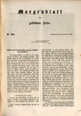 Morgenblatt für gebildete Leser (Morgenblatt für gebildete Stände) Samstag 30. September 1848