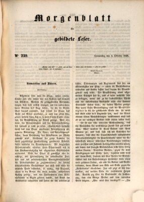 Morgenblatt für gebildete Leser (Morgenblatt für gebildete Stände) Donnerstag 5. Oktober 1848