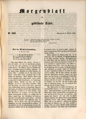 Morgenblatt für gebildete Leser (Morgenblatt für gebildete Stände) Montag 9. Oktober 1848