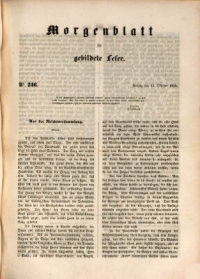 Morgenblatt für gebildete Leser (Morgenblatt für gebildete Stände) Freitag 13. Oktober 1848