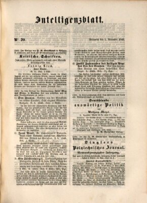 Morgenblatt für gebildete Leser (Morgenblatt für gebildete Stände) Mittwoch 1. November 1848