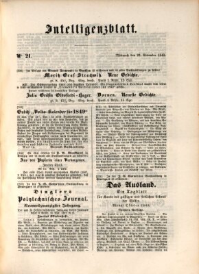 Morgenblatt für gebildete Leser (Morgenblatt für gebildete Stände) Mittwoch 22. November 1848