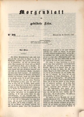 Morgenblatt für gebildete Leser (Morgenblatt für gebildete Stände) Mittwoch 29. November 1848