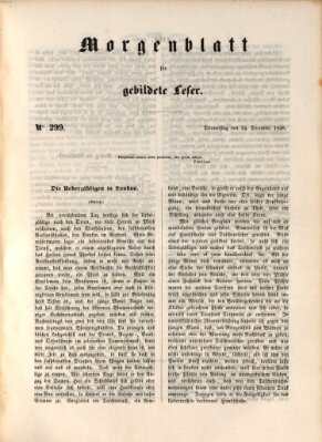 Morgenblatt für gebildete Leser (Morgenblatt für gebildete Stände) Donnerstag 14. Dezember 1848