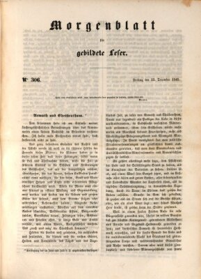 Morgenblatt für gebildete Leser (Morgenblatt für gebildete Stände) Freitag 22. Dezember 1848