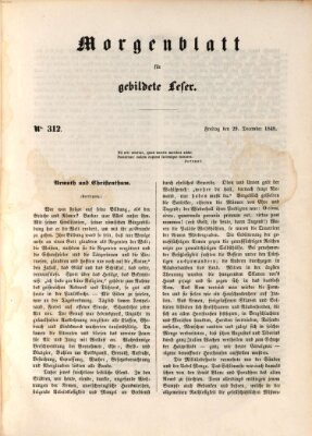 Morgenblatt für gebildete Leser (Morgenblatt für gebildete Stände) Freitag 29. Dezember 1848