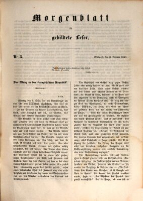 Morgenblatt für gebildete Leser (Morgenblatt für gebildete Stände) Mittwoch 3. Januar 1849