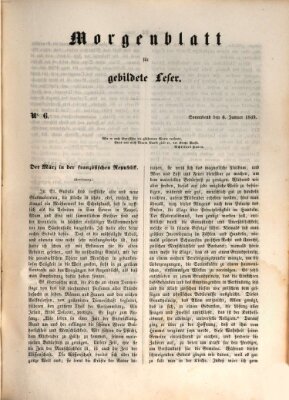 Morgenblatt für gebildete Leser (Morgenblatt für gebildete Stände) Samstag 6. Januar 1849