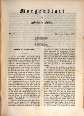 Morgenblatt für gebildete Leser (Morgenblatt für gebildete Stände) Mittwoch 17. Januar 1849