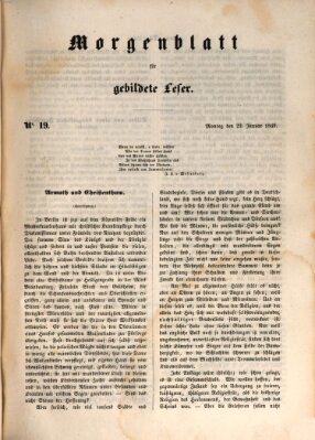 Morgenblatt für gebildete Leser (Morgenblatt für gebildete Stände) Montag 22. Januar 1849