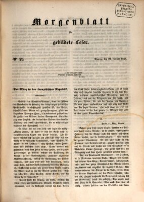 Morgenblatt für gebildete Leser (Morgenblatt für gebildete Stände) Montag 29. Januar 1849