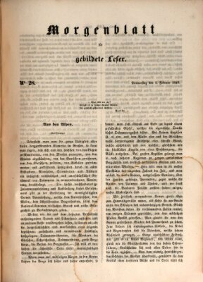 Morgenblatt für gebildete Leser (Morgenblatt für gebildete Stände) Donnerstag 1. Februar 1849