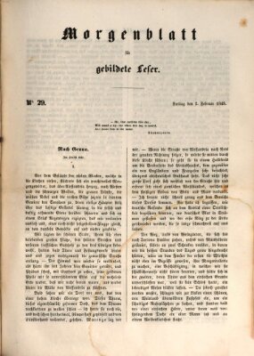 Morgenblatt für gebildete Leser (Morgenblatt für gebildete Stände) Freitag 2. Februar 1849