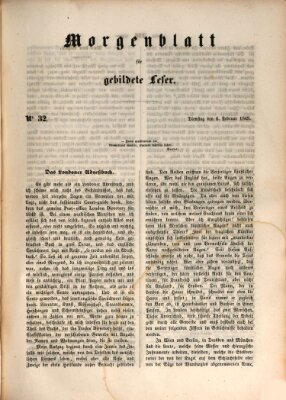 Morgenblatt für gebildete Leser (Morgenblatt für gebildete Stände) Dienstag 6. Februar 1849