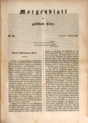 Morgenblatt für gebildete Leser (Morgenblatt für gebildete Stände) Freitag 9. Februar 1849