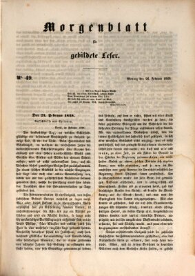 Morgenblatt für gebildete Leser (Morgenblatt für gebildete Stände) Montag 26. Februar 1849