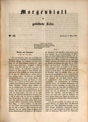 Morgenblatt für gebildete Leser (Morgenblatt für gebildete Stände) Freitag 2. März 1849