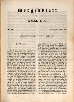 Morgenblatt für gebildete Leser (Morgenblatt für gebildete Stände) Donnerstag 8. März 1849