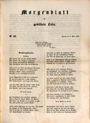 Morgenblatt für gebildete Leser (Morgenblatt für gebildete Stände) Freitag 9. März 1849