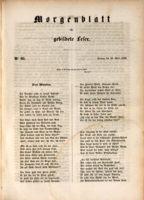 Morgenblatt für gebildete Leser (Morgenblatt für gebildete Stände) Freitag 20. April 1849