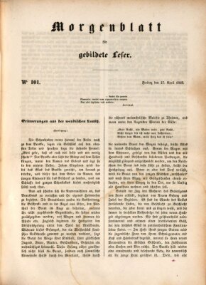 Morgenblatt für gebildete Leser (Morgenblatt für gebildete Stände) Freitag 27. April 1849