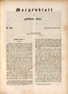 Morgenblatt für gebildete Leser (Morgenblatt für gebildete Stände) Samstag 28. April 1849