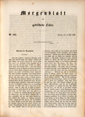 Morgenblatt für gebildete Leser (Morgenblatt für gebildete Stände) Montag 14. Mai 1849