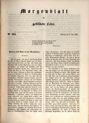 Morgenblatt für gebildete Leser (Morgenblatt für gebildete Stände) Montag 9. Juli 1849