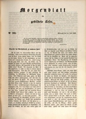 Morgenblatt für gebildete Leser (Morgenblatt für gebildete Stände) Mittwoch 11. Juli 1849