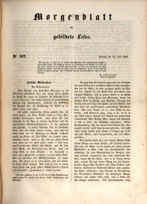 Morgenblatt für gebildete Leser (Morgenblatt für gebildete Stände) Freitag 13. Juli 1849