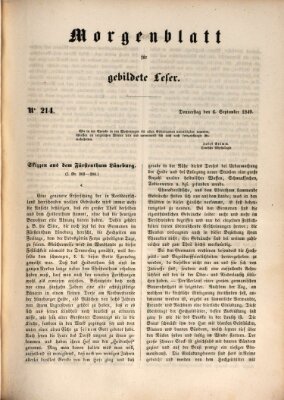 Morgenblatt für gebildete Leser (Morgenblatt für gebildete Stände) Donnerstag 6. September 1849