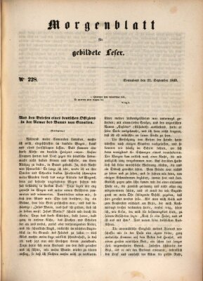 Morgenblatt für gebildete Leser (Morgenblatt für gebildete Stände) Samstag 22. September 1849