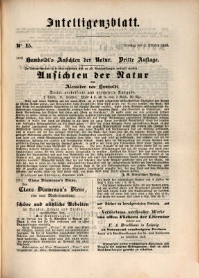 Morgenblatt für gebildete Leser (Morgenblatt für gebildete Stände) Dienstag 2. Oktober 1849