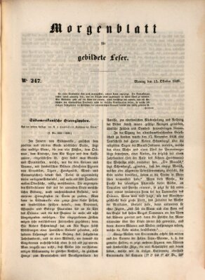 Morgenblatt für gebildete Leser (Morgenblatt für gebildete Stände) Montag 15. Oktober 1849