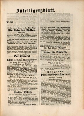 Morgenblatt für gebildete Leser (Morgenblatt für gebildete Stände) Dienstag 23. Oktober 1849