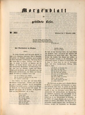 Morgenblatt für gebildete Leser (Morgenblatt für gebildete Stände) Mittwoch 7. November 1849