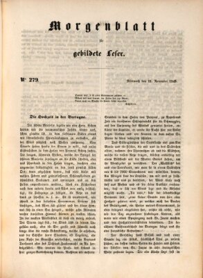 Morgenblatt für gebildete Leser (Morgenblatt für gebildete Stände) Mittwoch 21. November 1849