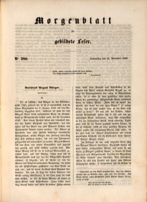 Morgenblatt für gebildete Leser (Morgenblatt für gebildete Stände) Donnerstag 22. November 1849