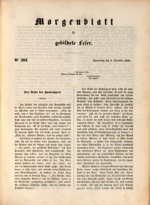 Morgenblatt für gebildete Leser (Morgenblatt für gebildete Stände) Donnerstag 6. Dezember 1849