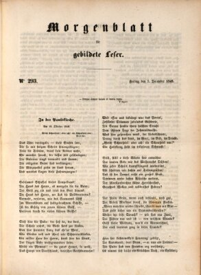 Morgenblatt für gebildete Leser (Morgenblatt für gebildete Stände) Freitag 7. Dezember 1849