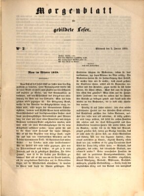 Morgenblatt für gebildete Leser (Morgenblatt für gebildete Stände) Mittwoch 2. Januar 1850